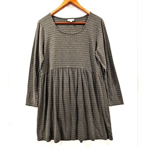 J. Jill PURE JILL women's green striped knit long sleeve dress size medium